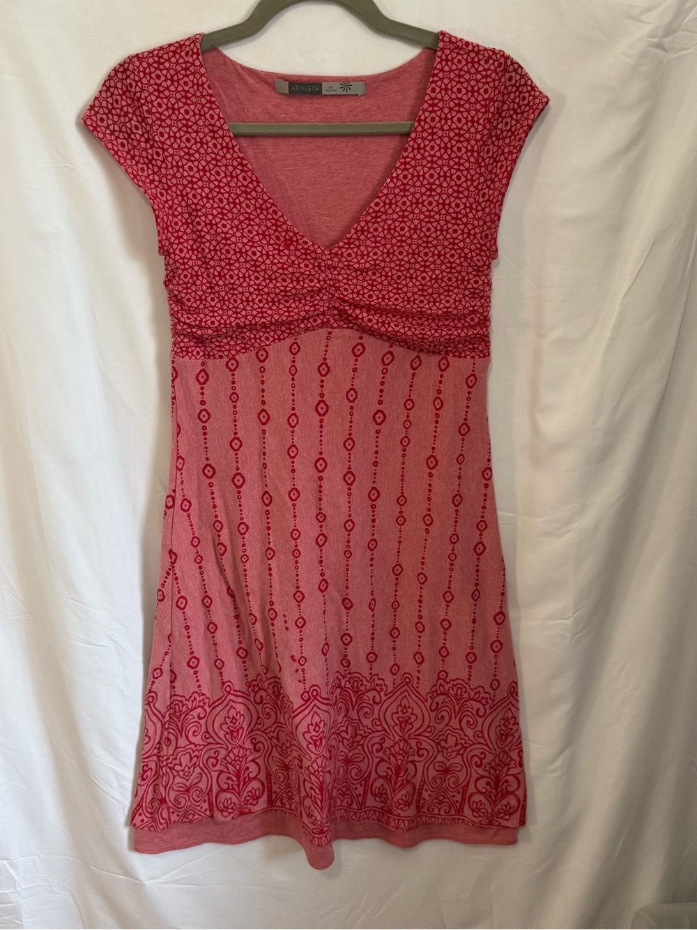Athleta Rose Geometric Dhara Burnout Patterned V-Neck Knit Dress